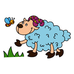 Sheep cartoon illustration isolated on white background for children color book