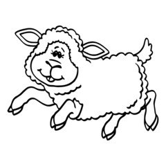 Sheep cartoon illustration isolated on white background for children color book