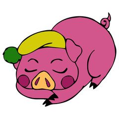 Pig cartoon illustration isolated on white background for children color book