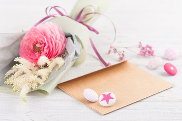 Craft envelope with bouquet