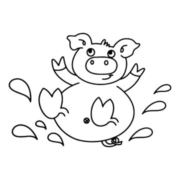 Pig cartoon illustration isolated on white background for children color book