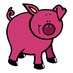 Pig cartoon illustration isolated on white background for children color book