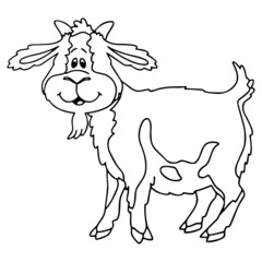 Goat cartoon illustration isolated on white background for children color book