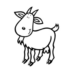 Goat cartoon illustration isolated on white background for children color book