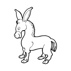 Obraz na płótnie Canvas Donkey cartoon illustration isolated on white background for children color book