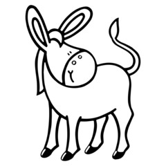 Fototapeta na wymiar Donkey cartoon illustration isolated on white background for children color book