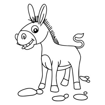 Donkey cartoon illustration isolated on white background for children color book