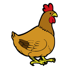 Hen cartoon illustration isolated on white background for children color book