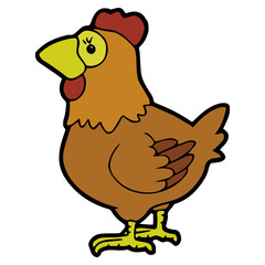 Hen cartoon illustration isolated on white background for children color book