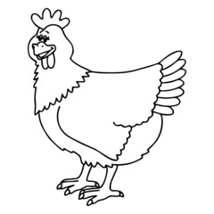 Hen cartoon illustration isolated on white background for children color book