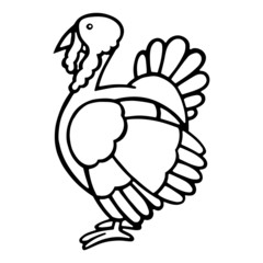 Turkey cartoon illustration isolated on white background for children color book