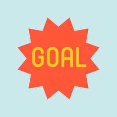 Goal alphabet on badge Flat design icon soccer related