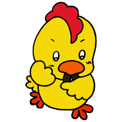Chicken cartoon illustration isolated on white background for children color book