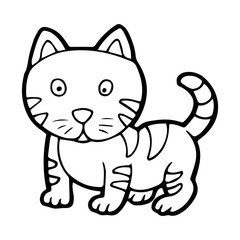 Cat cartoon illustration isolated on white background for children color book