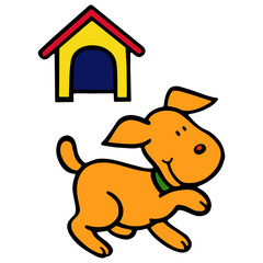 Dog cartoon illustration isolated on white background for children color book