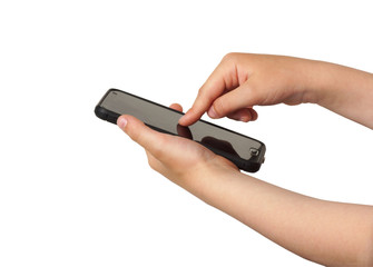 Smartphone in children's hands.