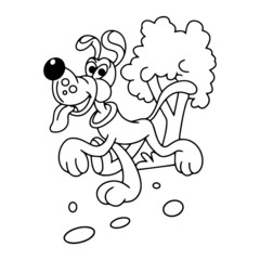 Dog cartoon illustration isolated on white background for children color book