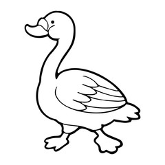 Goose cartoon illustration isolated on white background for children color book