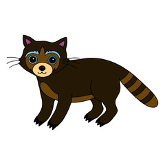 Raccoon cartoon illustration isolated on white background for children color book