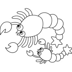 Lobster cartoon illustration isolated on white background for children color book