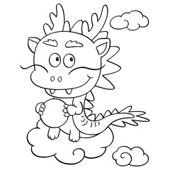 Dragon cartoon illustration isolated on white background for children color book