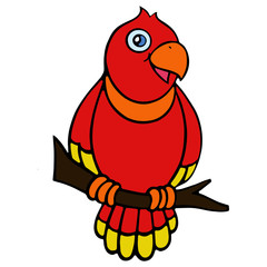 Parrot cartoon illustration isolated on white background for children color book