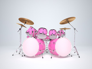 Fototapeta na wymiar Drums pink with two bass drums