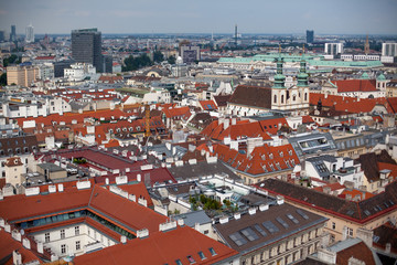 Fototapeta na wymiar Austria, Vienna, capital city cityscape, view from the south tower of St. Stephen's Cathedral