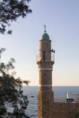 Fototapeta na wymiar Tower in Jaffa Port Yafo