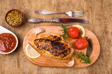 Fried chicken breasts