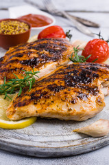 Fried chicken breasts