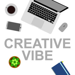 Workplace for work and creativity flat vector illustration.  - 211779077