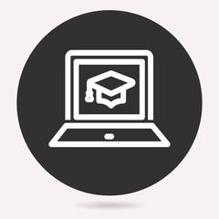 E-learning education icon. Learn, academic study symbol. Vector illustration isolated. Simple pictogram.