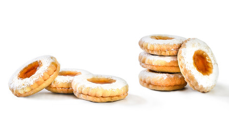 Jam Biscuits on White Background. Product Photography. Copy Space.