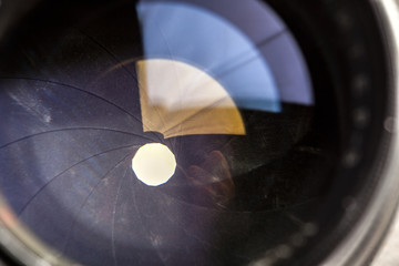 Camera lens close up