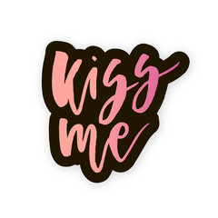 World kiss day. Phrase lettering calligraphy lips pomade sticker