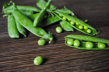 Pea pods on the table