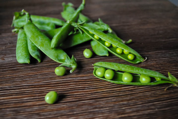 Pea pods on the table