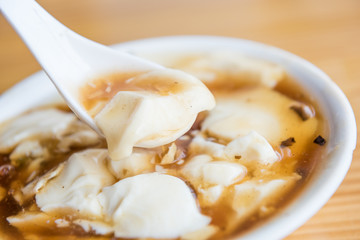 Closeup of jellied bean curd. Tofu pudding. Unique Traditional Chinese Foods