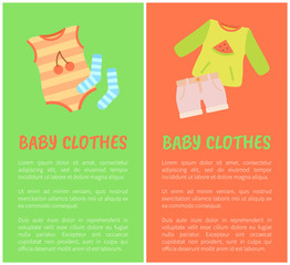 Baby Clothes Two Color Cards, Vector Illustration