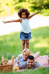Happy family having fun time on picnic