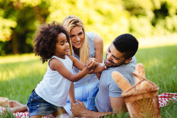 Happy family having fun time on picnic