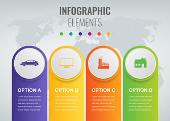 Abstract 3D infographic template with 4 options. Business presentation concept. Vector