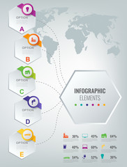Abstract 3D infographic template with 6 options. Business presentation concept. Vector