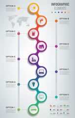 Abstract 3D infographic template with 9 options. Business presentation concept. Vector