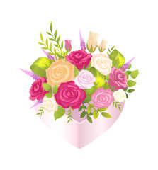 Bright Poster with Elegant Bunch with Flowers
