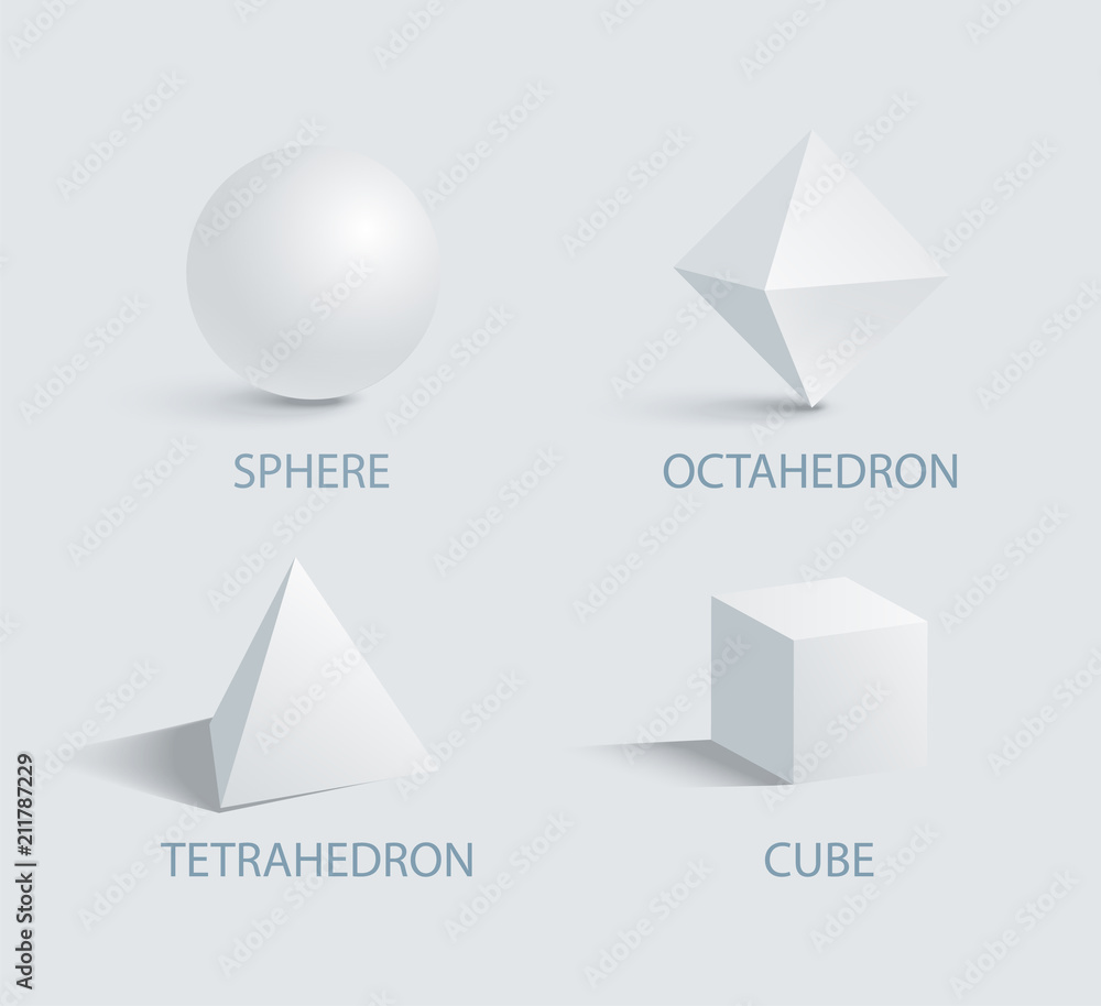 Poster sphere octahedron tetrahedron and cube 3d vector