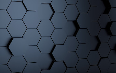 Abstact black futuristic wall. 3d render