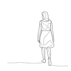 vector, isolated, sketch a girl is coming