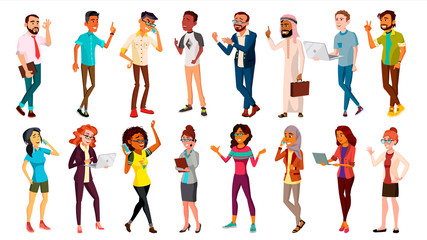 Fototapeta na wymiar Multinational People Set Vector. Races And Nationalities. Men, Women. Business Person. Businesspeople Ethnic Diverse. Isolated Illustration